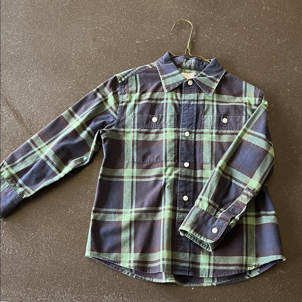 Crewcuts Green and Blue Plaid Button Down Shirt